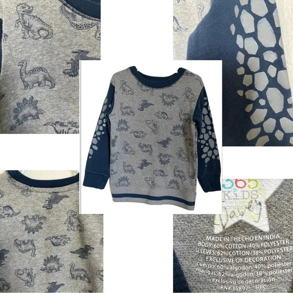 7 Piece Bundle! 3 shirts, 3 jackets and 1 vest!  4T- Plaid- Dinosaur- Stripes - Picture 4 of 9